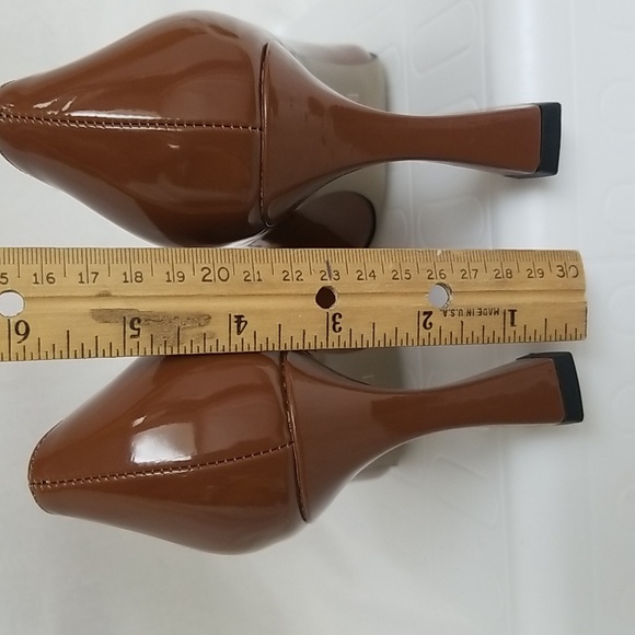 SKYSTERRY Women's Office Round Toe Patent Casual Slip On Spool Mid Heel size 9 - Picture 7 of 9